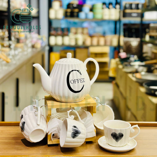 The Dreamiest 15-Piece Ceramic Tea Serving Set – Cute Coffee & Tea Gift Set with Bamboo Stand
