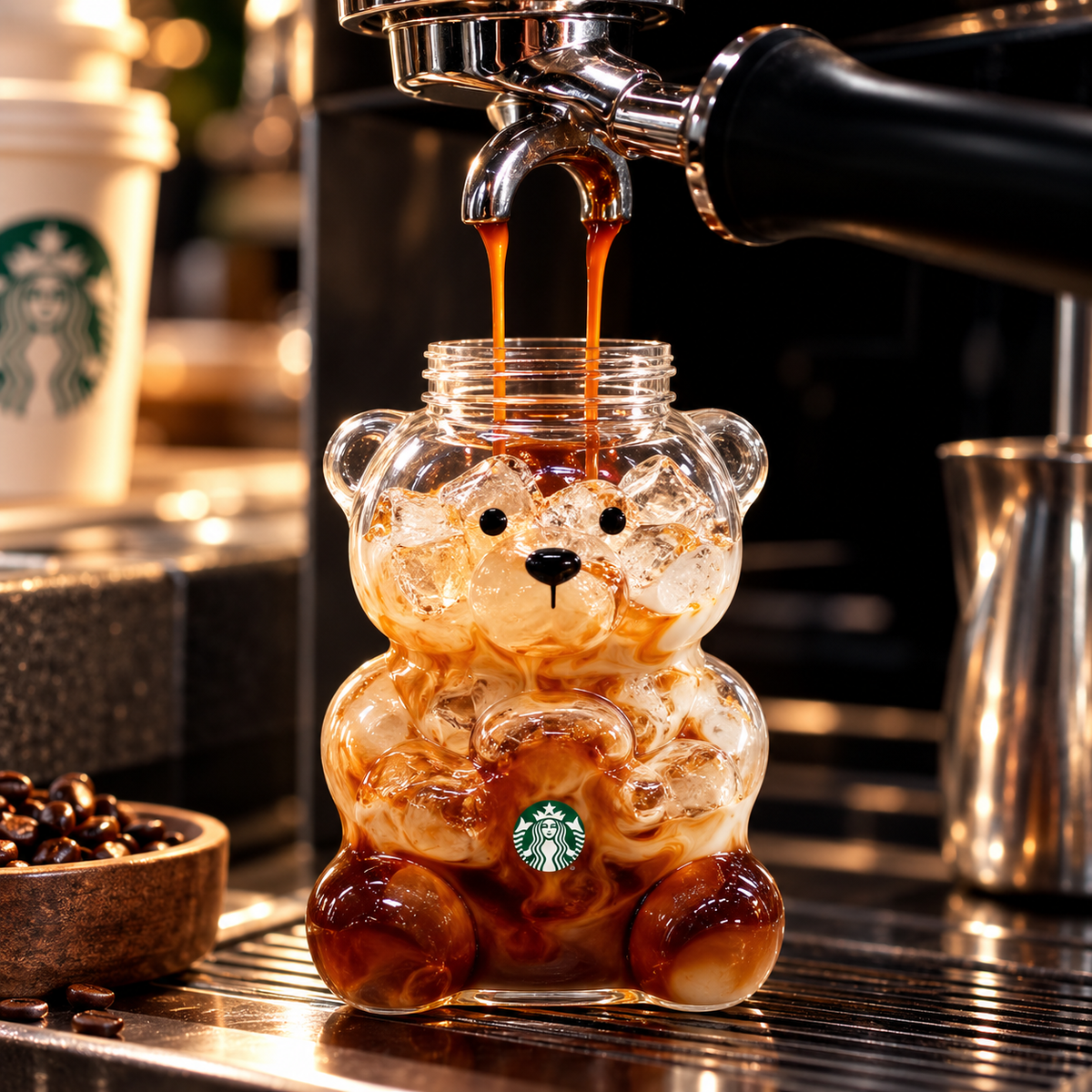 Starbucks Bearista Bear-Shaped Cup with Straw – Green Hat
