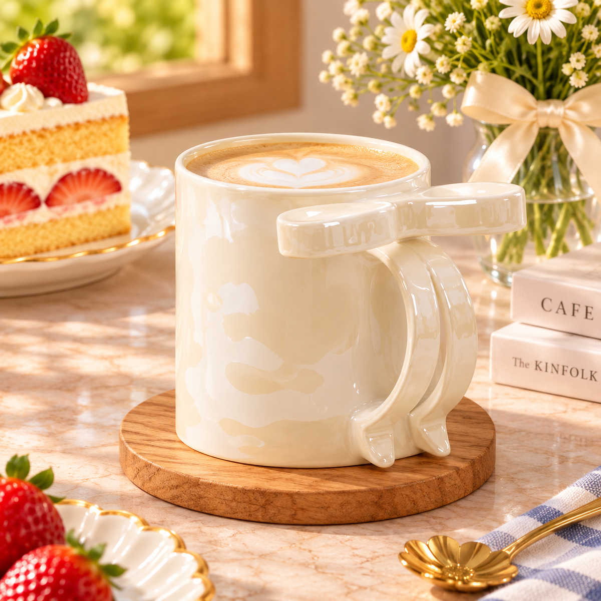 Bow Handle Ceramic Coffee Mug – Available in Different Colours