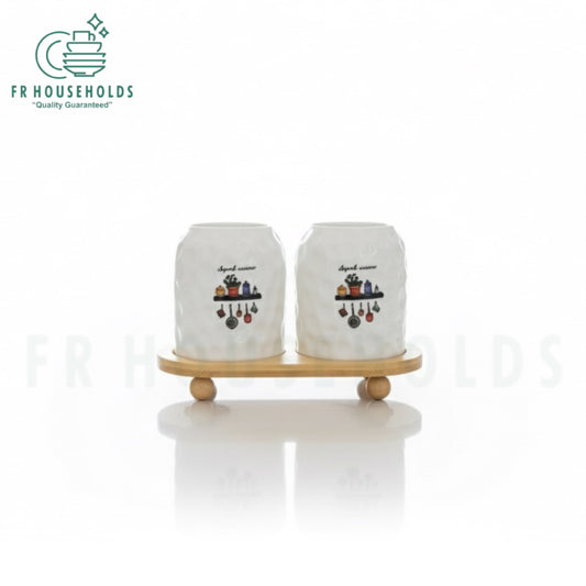 2-Piece Spoon Organizer with Bamboo Stand – Elegant & Functional Kitchen Storage