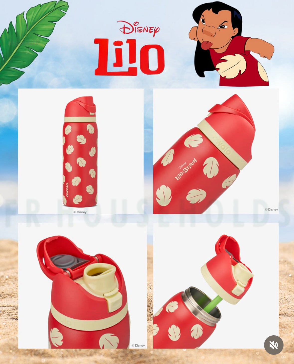 OWALA Disney Lilo 32oz FREESIP WATER BOTTLE | COLOR DROP EXCLUSIVE