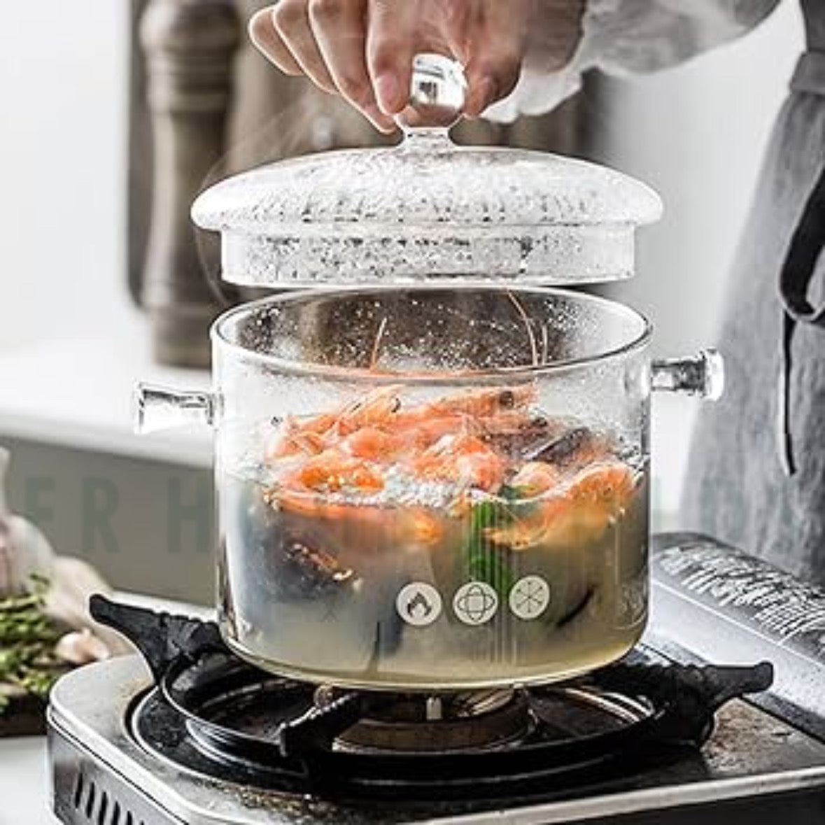 2.5ltr Fireproof Glass Cooking Pot