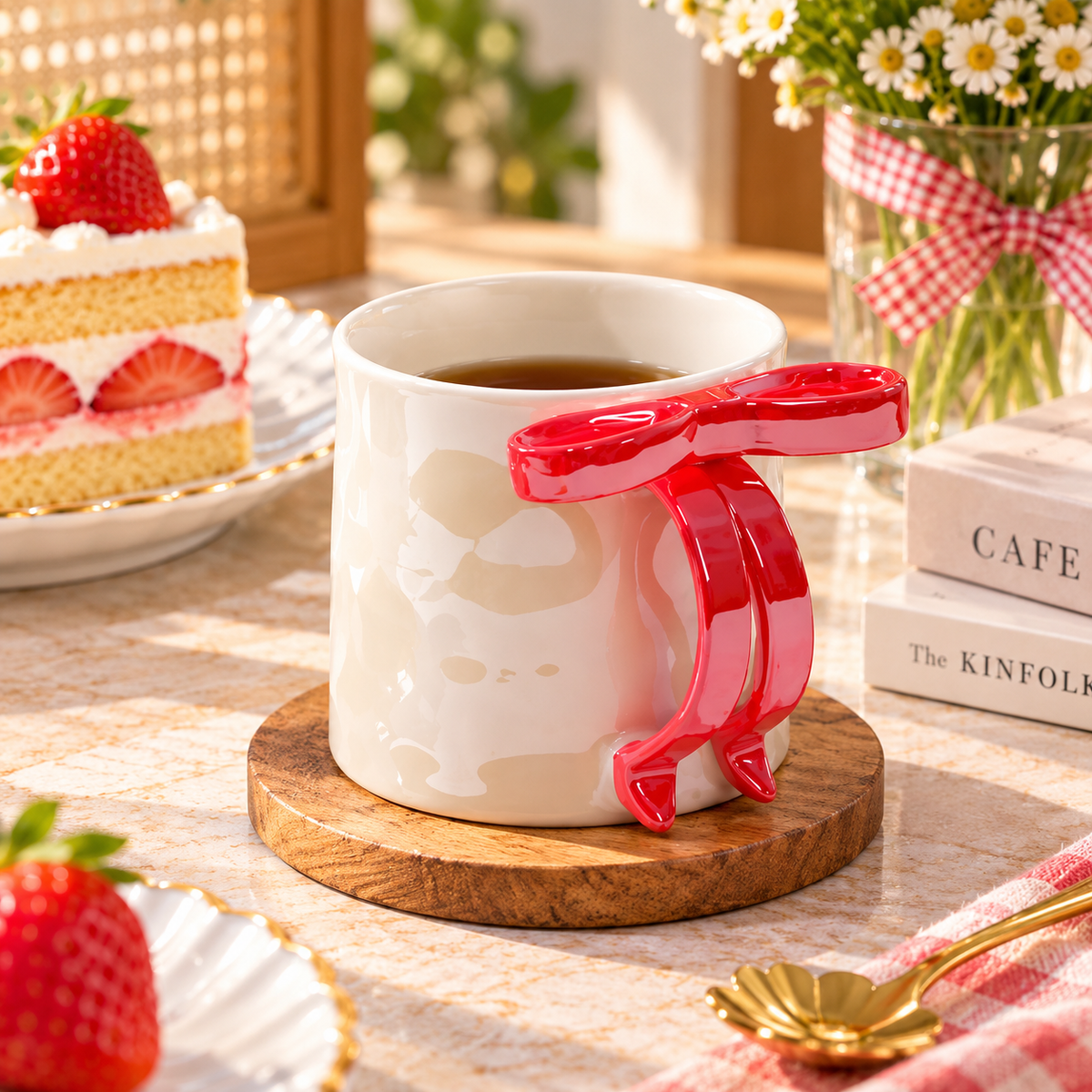 Bow Handle Ceramic Coffee Mug – Available in Different Colours