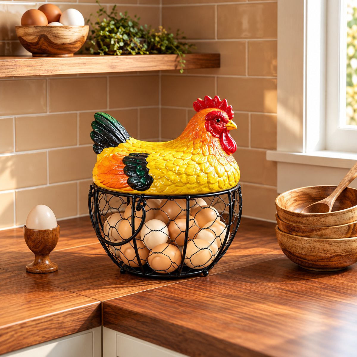 Decorative Chicken Egg Basket & Multi-Purpose Storage Basket