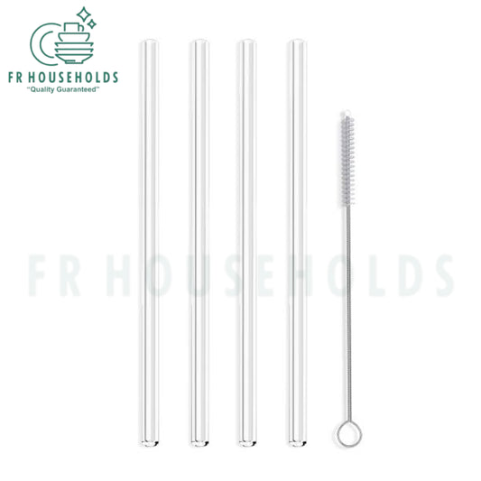 Classic Clear Straight Glass Straws - 6 Pack | 7mm Skinny Straight