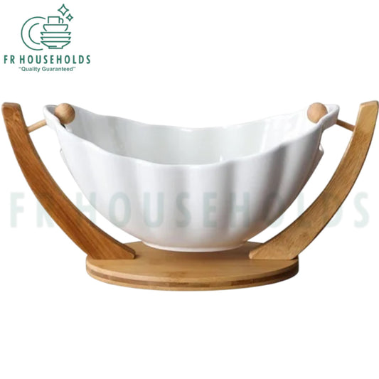 Elegant Ceramic Serving Bowl with Raised Stand