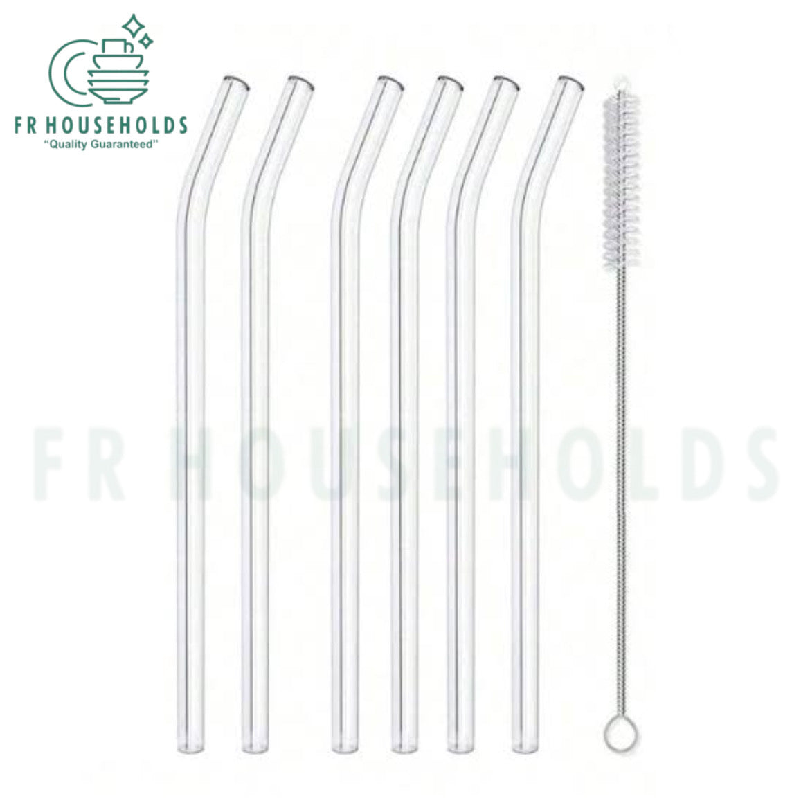 Classic Clear Straight Glass Straws - 6 Pack | 7mm Skinny Curve