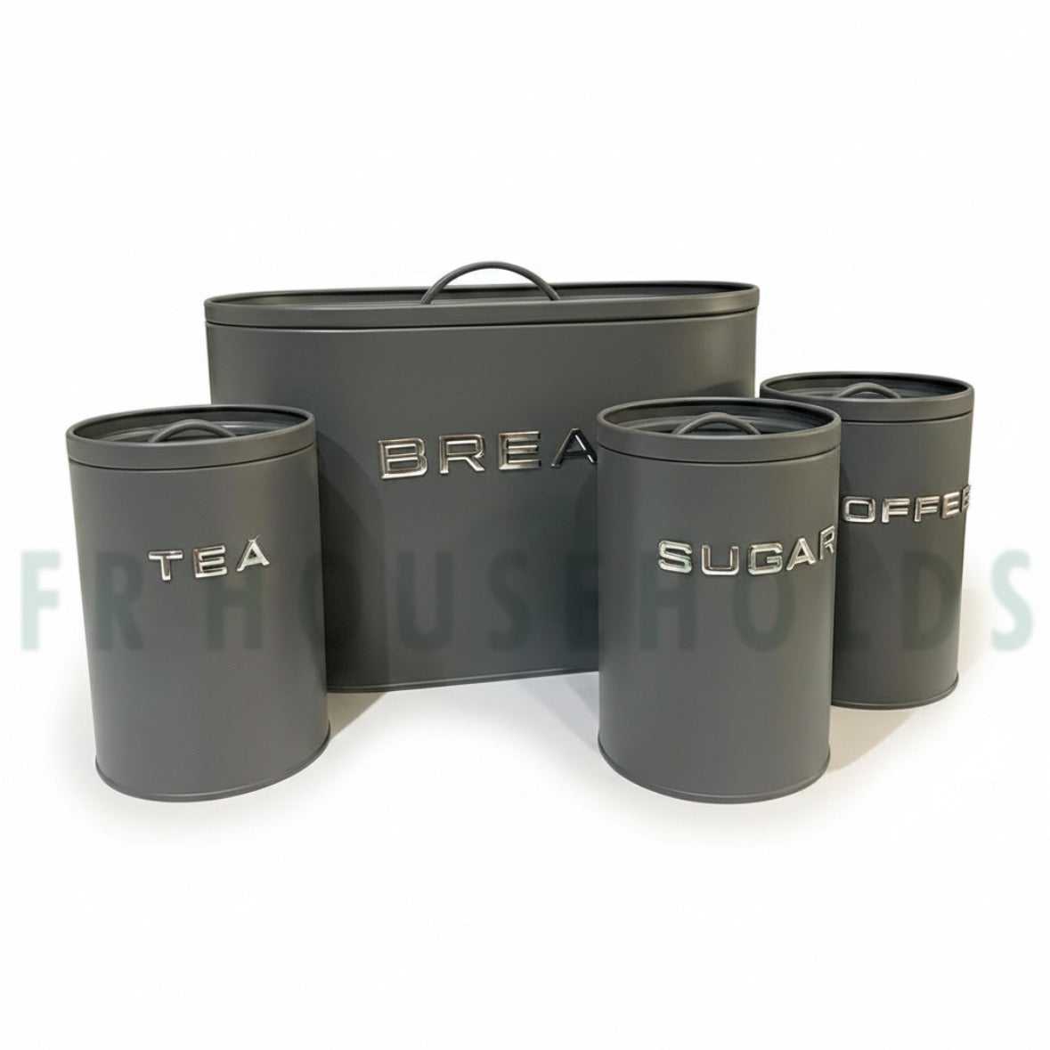 Premium Metal Bread Box Set with Tea, Coffee & Sugar Jars – Modern Kitchen Storage Set