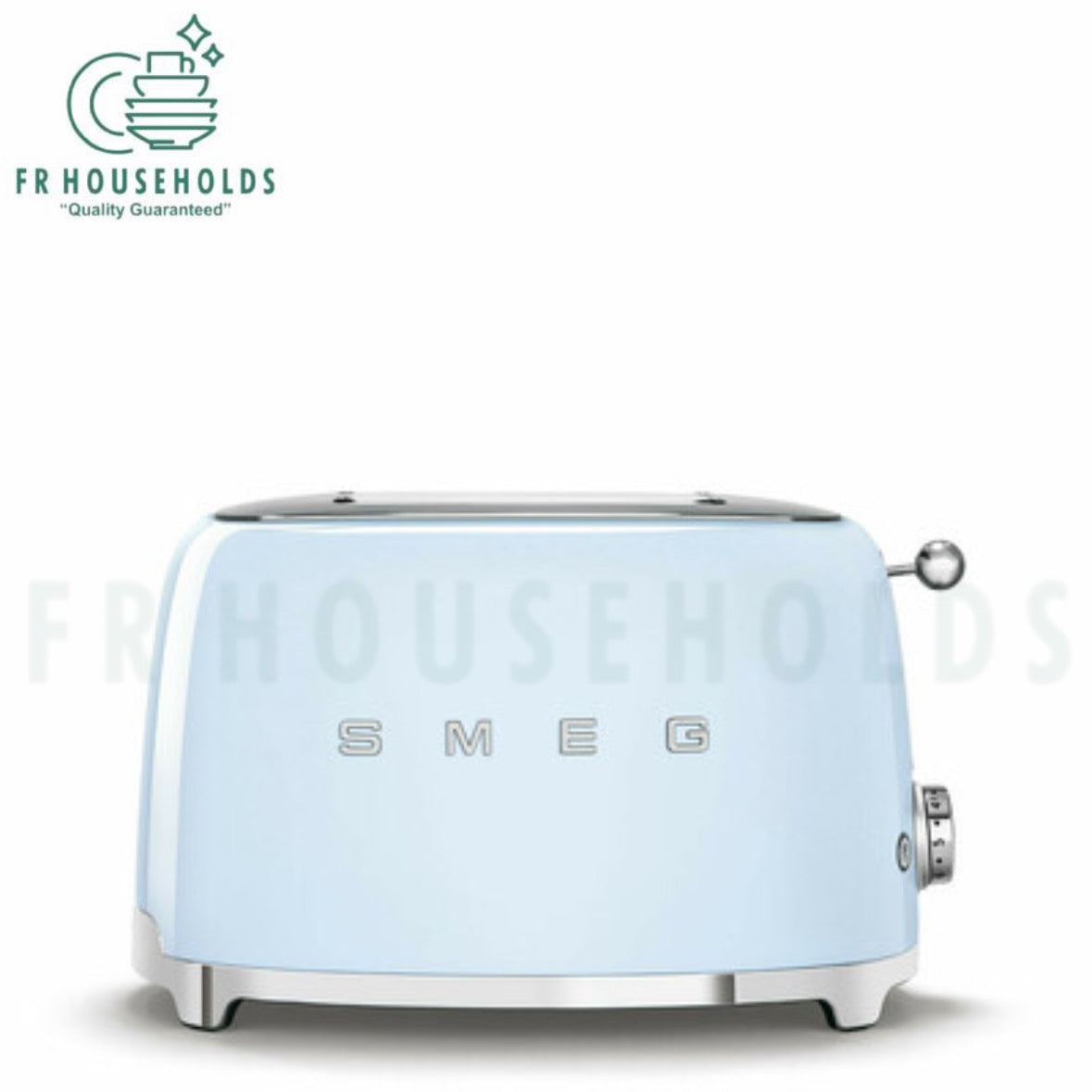 SMEG Retro Toaster Machine – Premium Stainless Steel 2-Slice Toaster with Adjustable Browning & Wide Slots | Pastel Blue