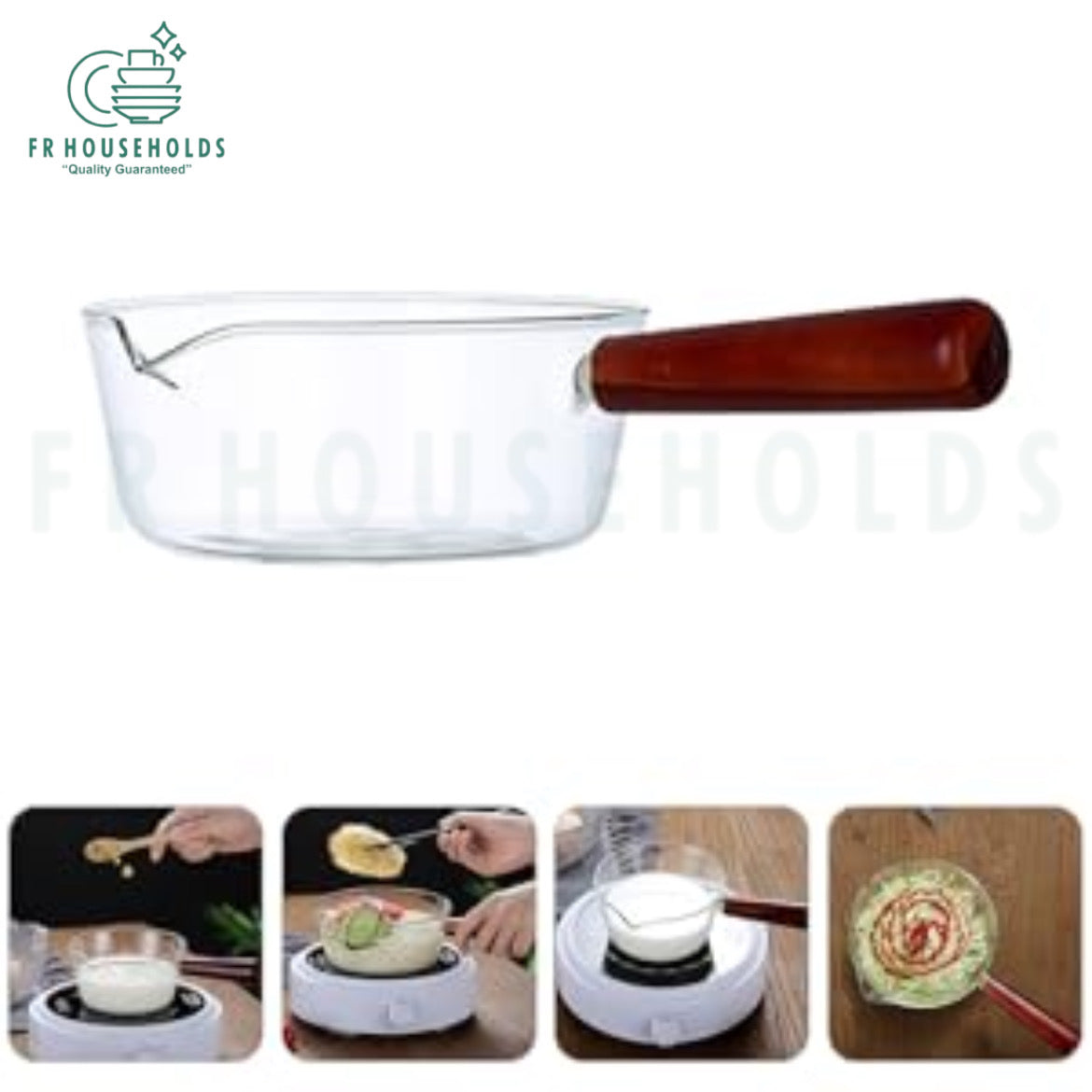 Glass Cooking Utensil (Saucepan) For Stove Use - 600ml