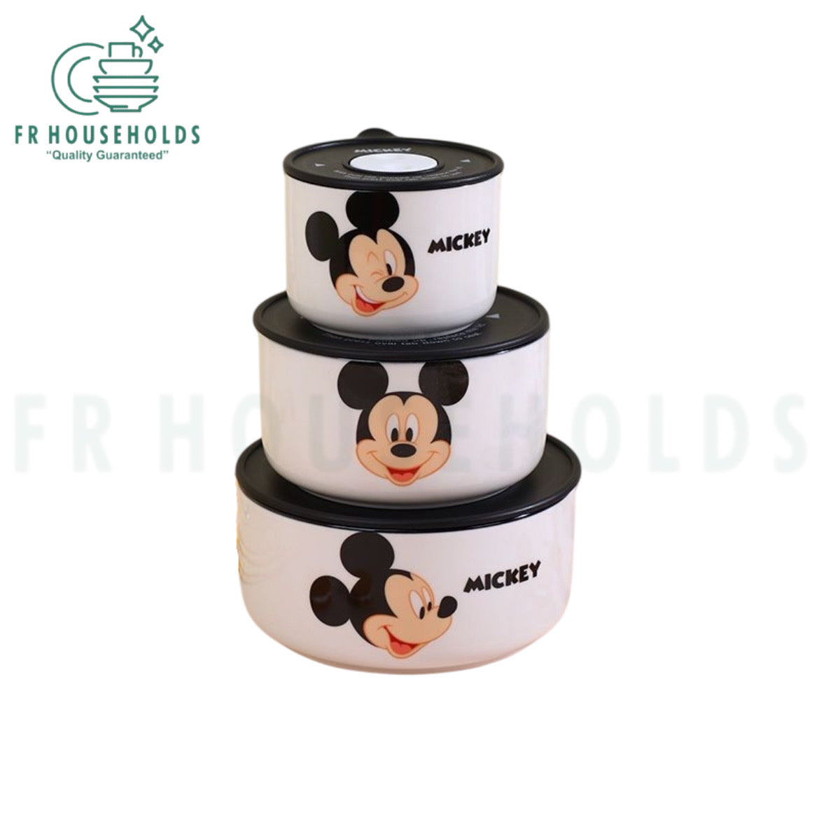 Walt Disney 3-Piece Airlock Food Container Set – Premium Quality Porcelain (300ml, 500ml, 800ml)
