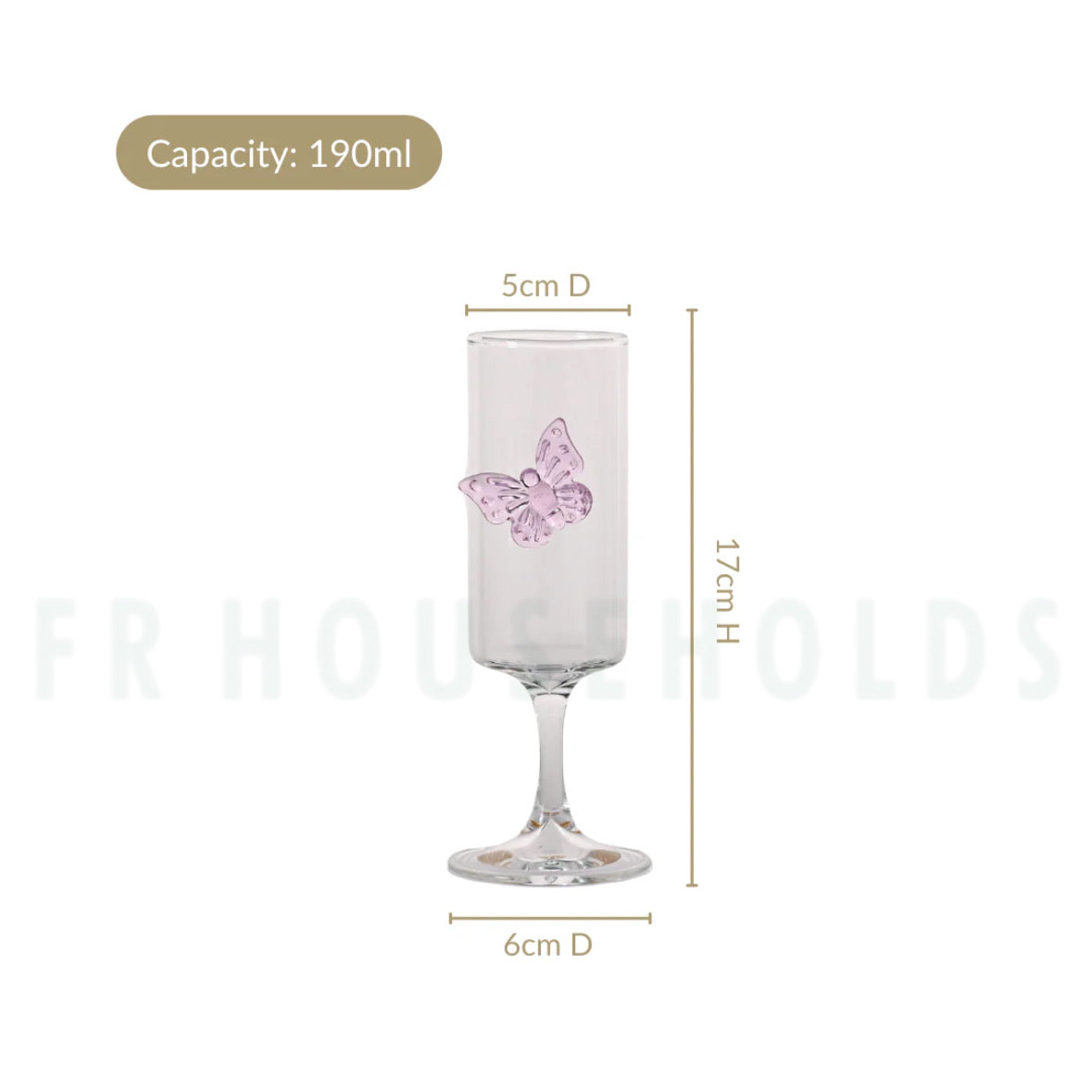 Butterfly Flute Glass – Elegant & Trending Crystal Champagne Glass | 190ml - 1pc