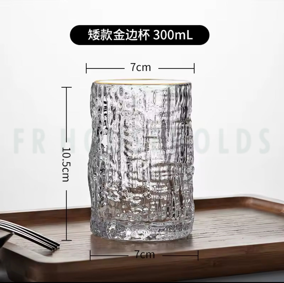 Ice Texture Crystal Drink Glass - 300ml - 6PC