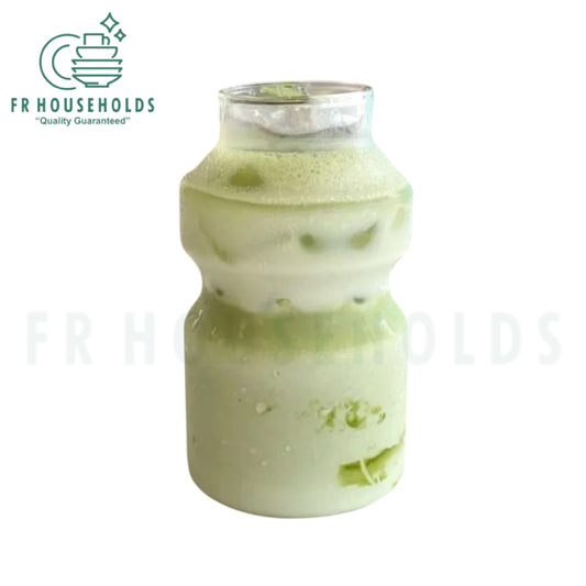 Milk Bottle Beverage Glass with Glass Straw - 500ml
