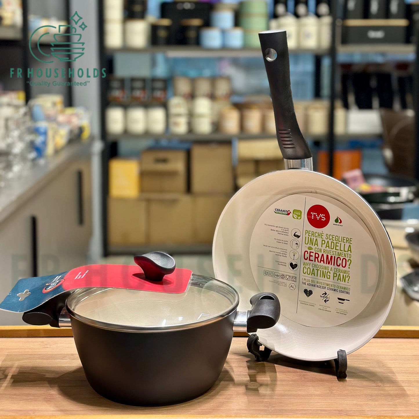 TVS Original Italian Ceramic Cookware – Premium Non-Stick Pot and Frypan