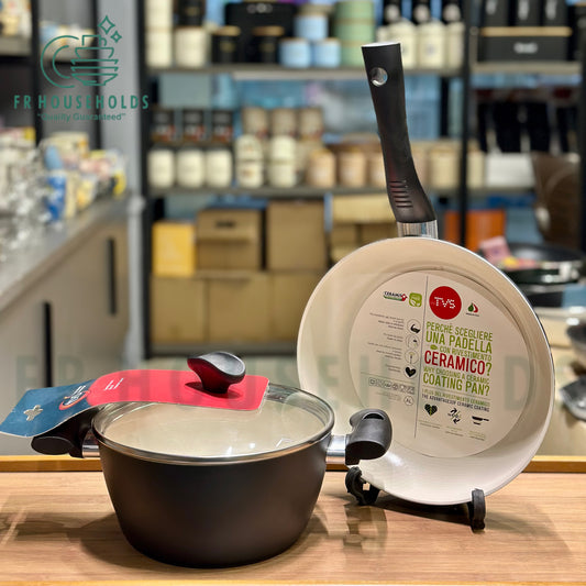 TVS Original Italian Ceramic Cookware – Premium Non-Stick Pot and Frypan
