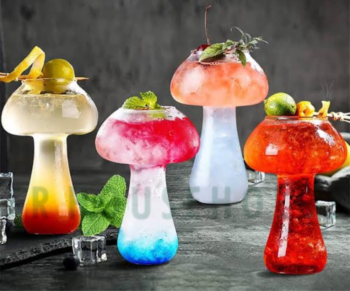 Stylish Mushroom-Shaped Beverage Glass | Elegant Cocktail & Juice Glass - 250ml