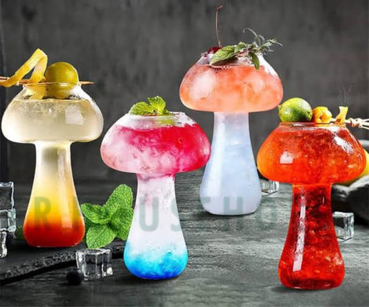 Stylish Mushroom-Shaped Beverage Glass | Elegant Cocktail & Juice Glass - 250ml