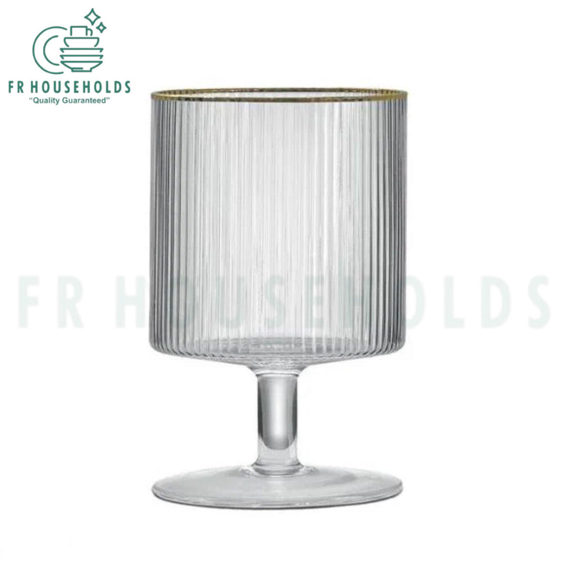 Ripple Low Foot Real Crystal Gold Rim Drink Glass - 300ml | 10oz | 6PC