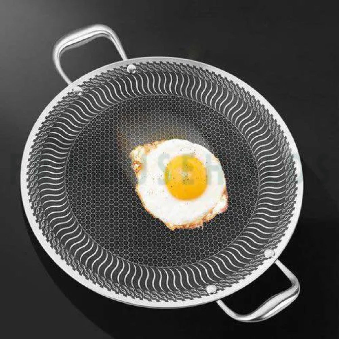 Honeycomb Laser-Coated Flat Pan (Tawa) with Induction Support Bottom - 38cm