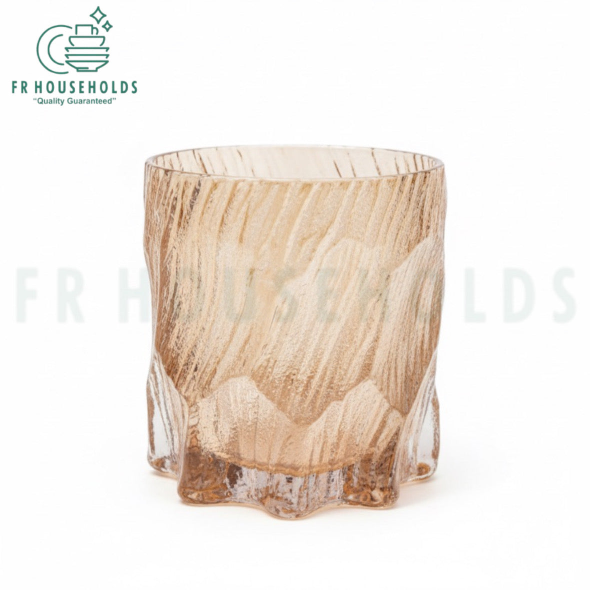 Scratchy Glacier Glass – 300ml Textured Drinking Glass for Water, Juice & Cocktails | Gold