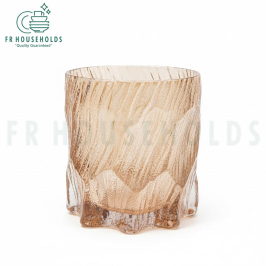 Scratchy Glacier Glass – 300ml Textured Drinking Glass for Water, Juice & Cocktails | Gold