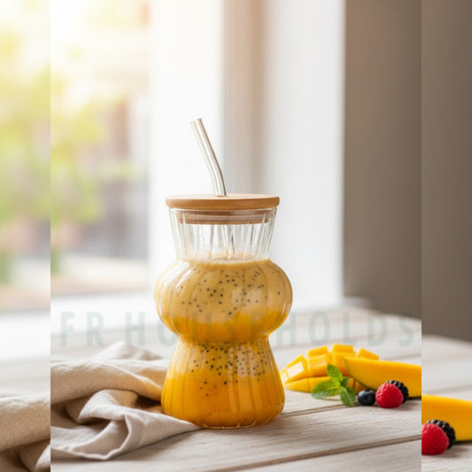 450ml VIETNAMESE Coffee Glass with Bamboo Lid & Straw – Premium Eco-Friendly Tumbler