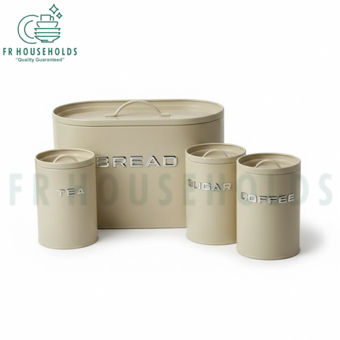 Premium Metal Bread Box Set with Tea, Coffee & Sugar Jars – Modern Kitchen Storage Set