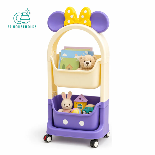 Disney Mickey & Friends 2-Tier Mobile Storage Trolley Cart - Purple Edition