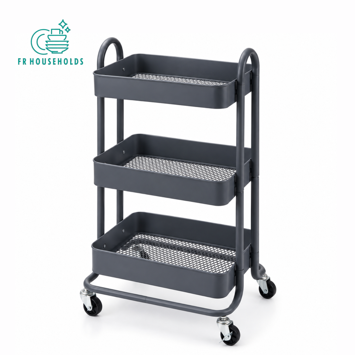 3-Tier Aluminium Rolling Utility Cart with Mesh Baskets