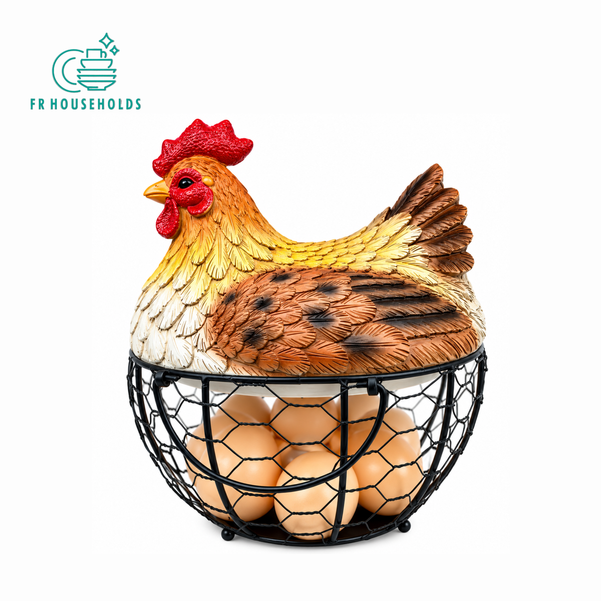 Decorative Hen Egg Basket with Lid – Multi-Purpose Storage Basket
