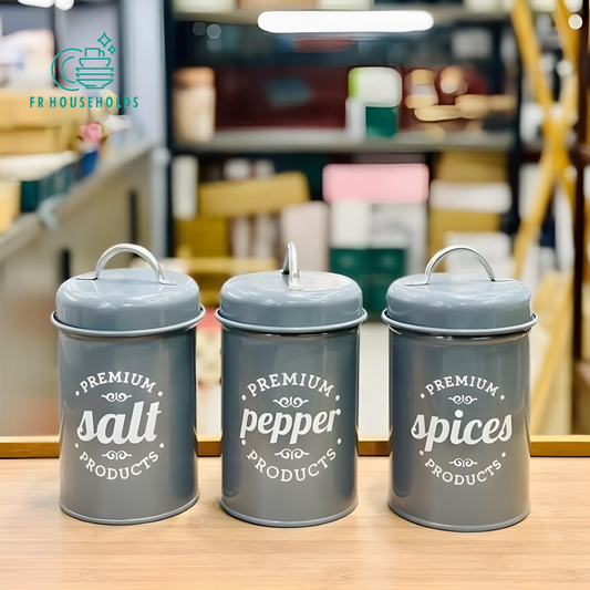 3-Piece Vintage Metal Kitchen Canister Set | Tea Coffee & Sugar
