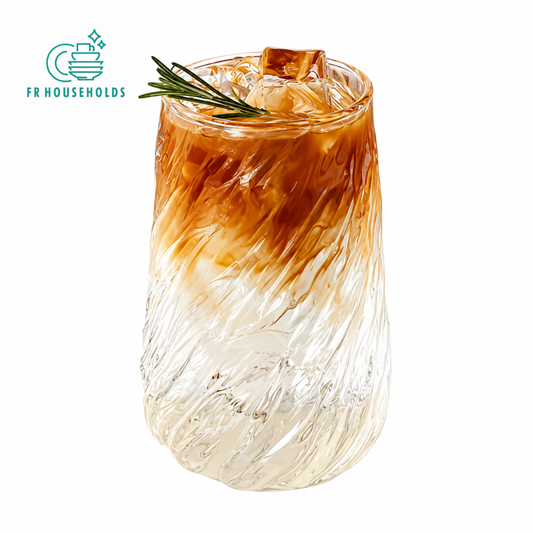 Textured Glass Tumbler – Wavy Aesthetic Drink Cup 400ml