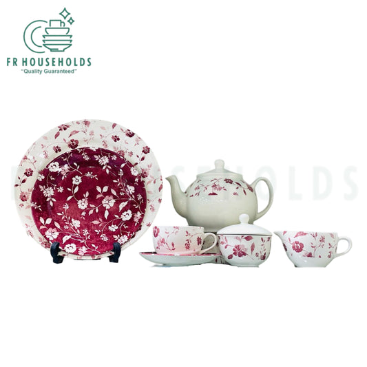 CLAYTAN 24-Piece Earthenware Tea Set – Elegant & Timeless Charm
