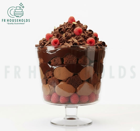 4 Liters Premium Crystal Glass Trifle Bowl | Large Dessert Bowl for Trifle, Fruit Salad, Pudding & Layered Desserts