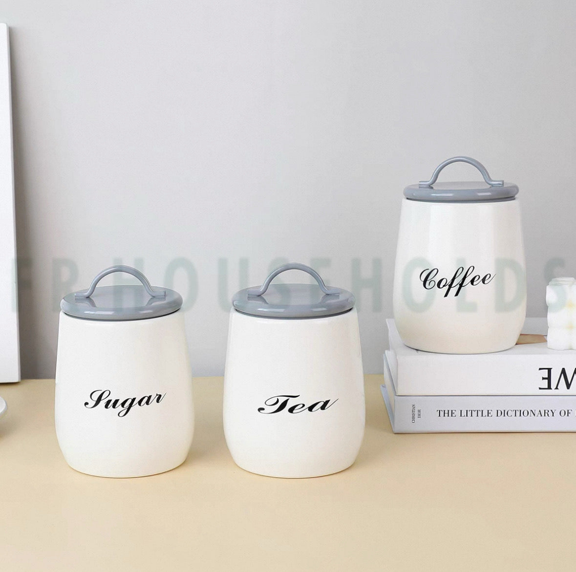 3pcs Tea Coffee & Sugar Airtight Tin Canisters Set