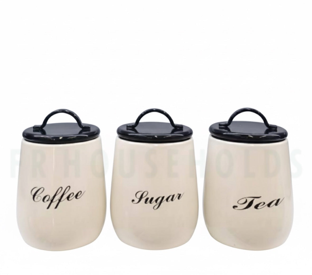 3pcs Tea Coffee & Sugar Airtight Tin Canisters Set