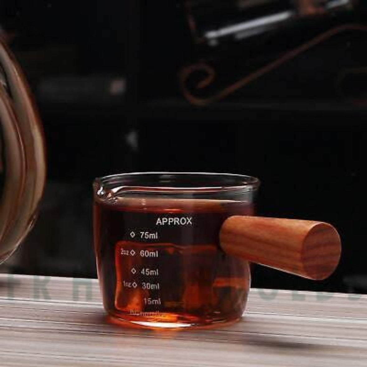 75ml Coffee Measuring Tool – Real Borosilicate Glass with Wooden Handle | Precision Coffee Tool