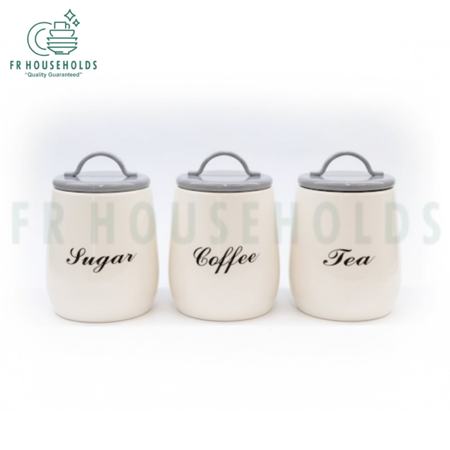 3pcs Tea Coffee & Sugar Airtight Tin Canisters Set