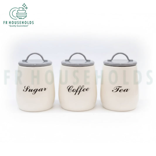 3pcs Tea Coffee & Sugar Airtight Tin Canisters Set