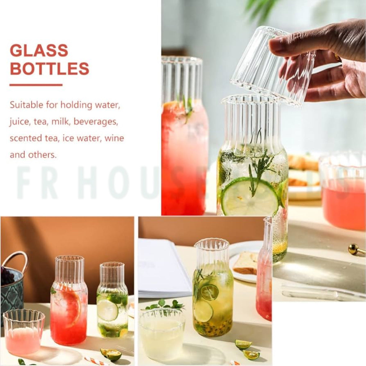 550ml Bedside Decanter Bottle with Glass – Elegant Hydration, Anytime