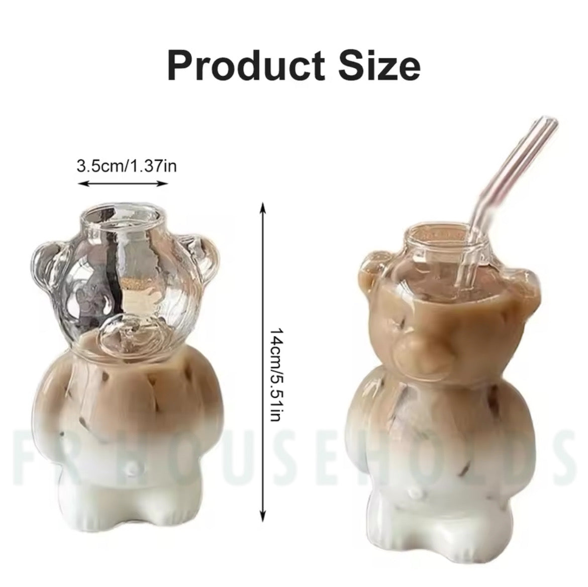 Creative Mama Bear Coffee & Juice Serving Glass With Straw