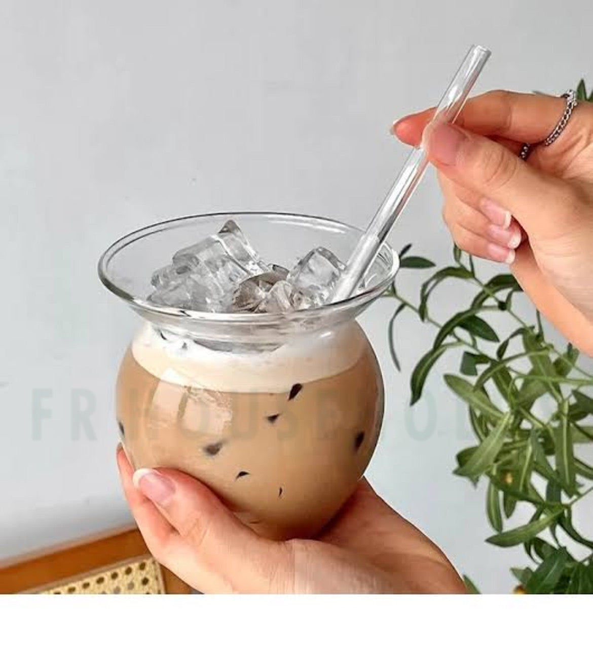 Matka Beverage Glass With Straw - 550ml/18.5OZ