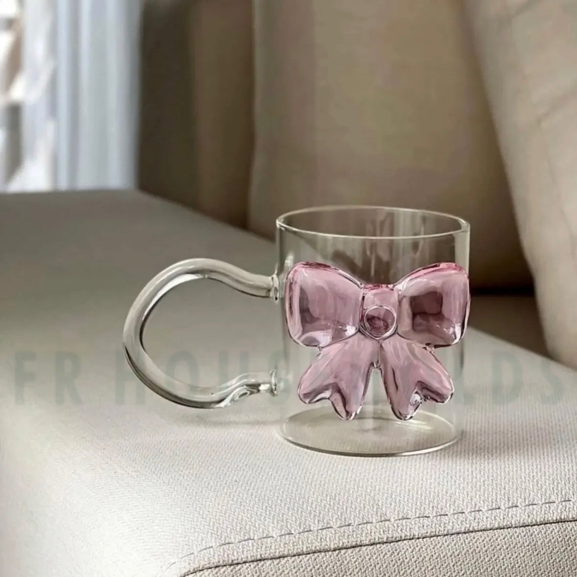 Crystal Glass Bow Mug – Viral Aesthetic Coffee & Tea Mug | 300ml - 1pc