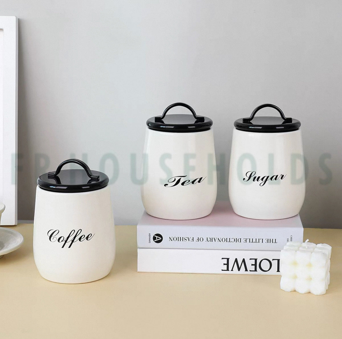 3pcs Tea Coffee & Sugar Airtight Tin Canisters Set