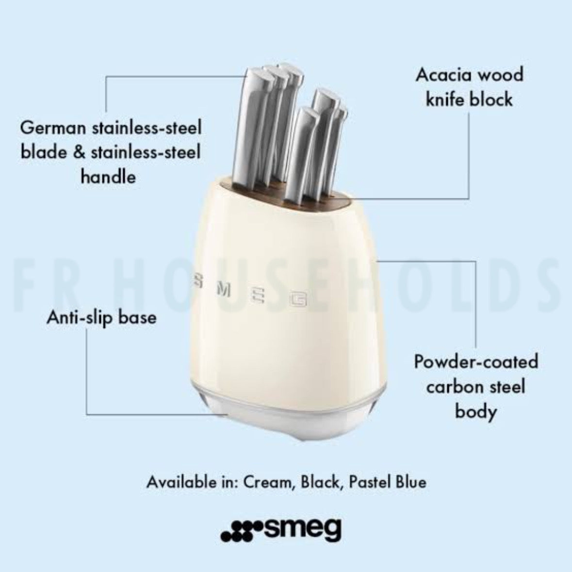 SMEG 7-Piece Knife Block Set – Premium Italian Design & Precision Cutting