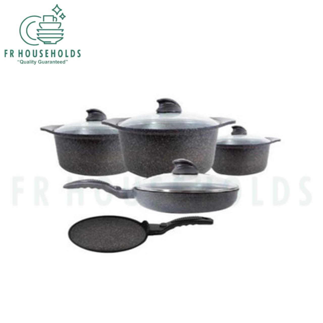Arshia Cast Aluminum Cookware Set 9pcs | Granite