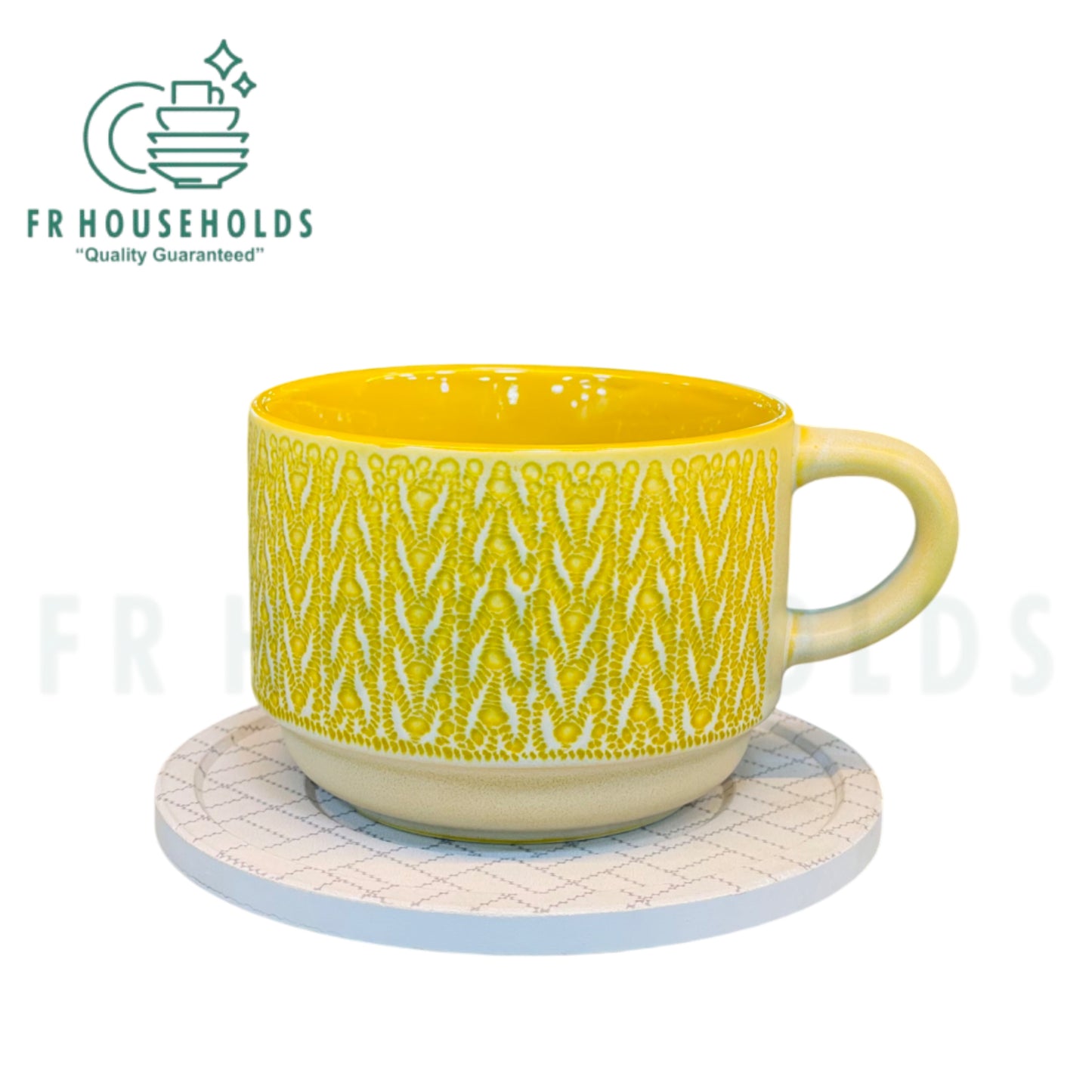 DannyHomes Stoneware Cup & Coasters Set – Rockery Texture Engraving