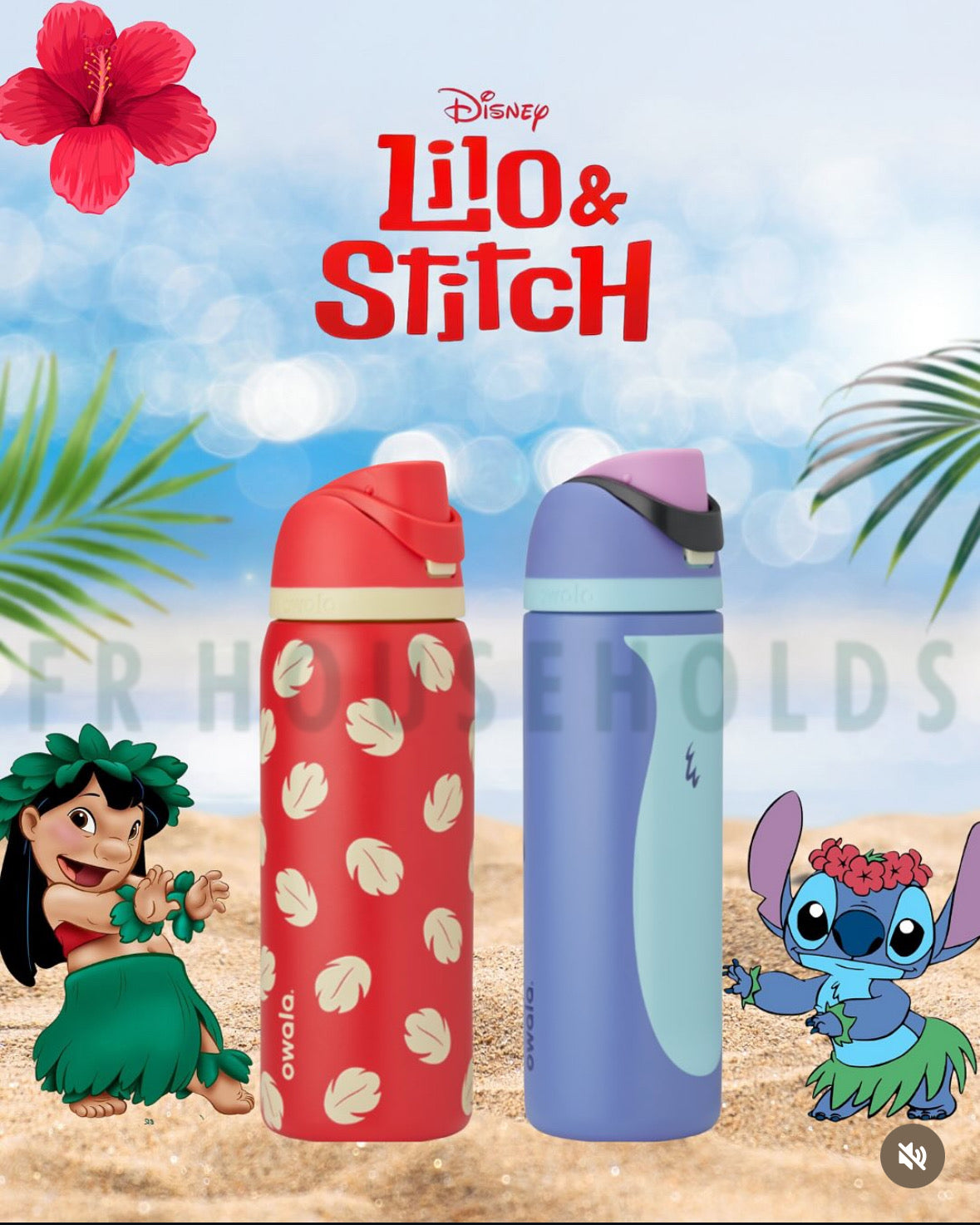OWALA Disney Lilo 32oz FREESIP WATER BOTTLE | COLOR DROP EXCLUSIVE