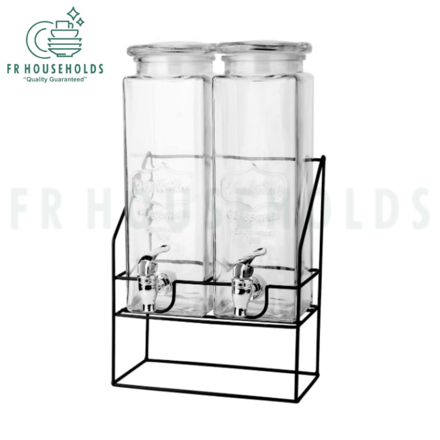 2-in-1 Beverage Dispenser with Metallic Stand | Dual Glass Drink Dispenser for Juice, Water, Lemonade & Cocktails